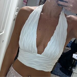 Fashion Nova white halter crop top